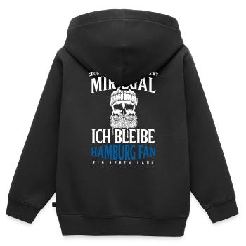 Hambourg Ville hanséatique Allemagne du Nord Bas-allemand - Sweat Premium à capuche zippé enfant bio - noir - Dos - AI Model Kid Male (0cm)
