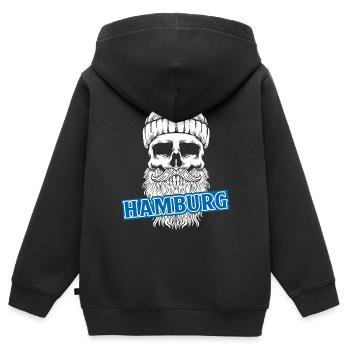 Hambourg Ville hanséatique Allemagne du Nord Bas-allemand - Sweat Premium à capuche zippé enfant bio - noir - Dos - AI Model Kid Male (0cm)