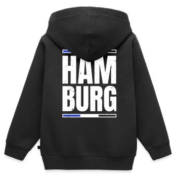 Hambourg Tshirt cadeau Moin Hamburch Football - Sweat Premium à capuche zippé enfant bio - noir - Dos - AI Model Kid Male (0cm)