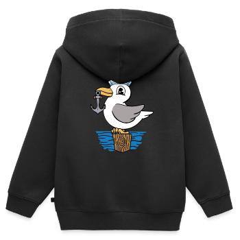 Mouette ancre marin marin marin enfants - Sweat Premium à capuche zippé enfant bio - noir - Dos - AI Model Kid Male (0cm)