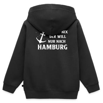 Hambourg Tshirt cadeau Moin Hamburch Football - Sweat Premium à capuche zippé enfant bio - noir - Dos - AI Model Kid Male (0cm)