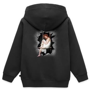 Mädchen Emotionen Gefühle Depression Trauer - Kinder Premium Organic Zip Hoodie - Schwarz - Hinten - AI Model Kid Male (0cm)