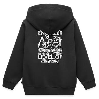 Ingénieur Ponts en Génie Civil - Sweat Premium à capuche zippé enfant bio - noir - Dos - AI Model Kid Male (0cm)