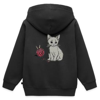 Katze Wolle spielem Hauskatze Kätzchen - Kinder Premium Organic Zip Hoodie - Schwarz - Hinten - AI Model Kid Male (0cm)