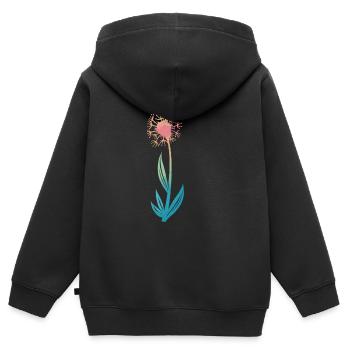 Blume Natur Botanik - Kinder Premium Organic Zip Hoodie - Schwarz - Hinten - AI Model Kid Male (0cm)