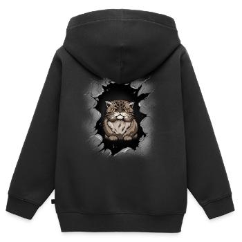 Katze Hauskatze Katzen Kinder - Kinder Premium Organic Zip Hoodie - Schwarz - Hinten - AI Model Kid Male (0cm)