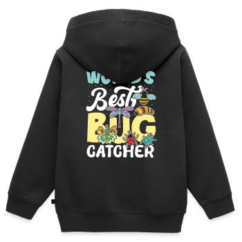 World's Best Bug Catcher - Kinder Premium Organic Zip Hoodie - Schwarz - Hinten - AI Model Kid Male (0cm)