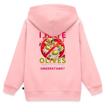 Oliven Hasser - Kinder Premium Organic Zip Hoodie - Rosa - Hinten - AI Model Kid Female (0cm)