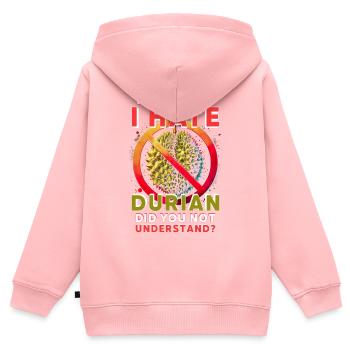 Durian Hater Skunk Fruit - Sweat Premium à capuche zippé enfant bio - rose - Dos - AI Model Kid Female (0cm)