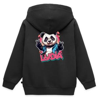 LYDIA - Schöner Mädchen Name mit coolem Panda - Kinder Premium Organic Zip Hoodie - Schwarz - Hinten - AI Model Kid Male (0cm)