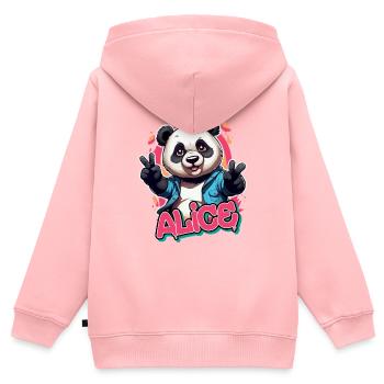 ALICE - Beautiful girl name with cool panda - Kids Premium Organic Zip-up Hoodie - rose - Back - AI Model Kid Female (0cm)