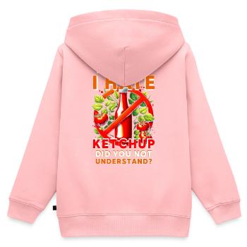 Ketchup Hasser - Kinder Premium Organic Zip Hoodie - Rosa - Hinten - AI Model Kid Female (0cm)