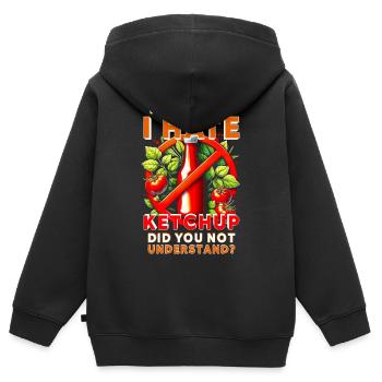 Ketchup Hasser - Kinder Premium Organic Zip Hoodie - Schwarz - Hinten - AI Model Kid Male (0cm)