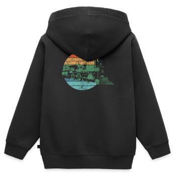 Train Trains Conducteurs de train - Sweat Premium à capuche zippé enfant bio - noir - Dos - AI Model Kid Male (0cm)