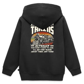 Train Trains Passion Train Driver - Sweat Premium à capuche zippé enfant bio - noir - Dos - AI Model Kid Male (0cm)
