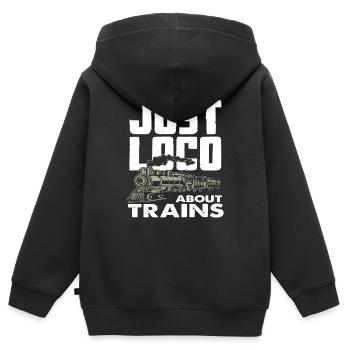 Locomotive Train Trains Hobby Train Spotter - Sweat Premium à capuche zippé enfant bio - noir - Dos - AI Model Kid Male (0cm)