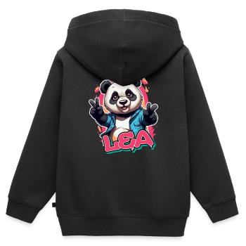 LEA - Schöner Mädchen Name mit coolem Panda - Kinder Premium Organic Zip Hoodie - Schwarz - Hinten - AI Model Kid Male (0cm)