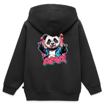 ANA - Schöner Mädchen Name mit coolem Panda - Kinder Premium Organic Zip Hoodie - Schwarz - Hinten - AI Model Kid Male (0cm)