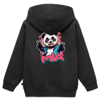 MIA - Beautiful Girl Name with Cool Panda - Kids Premium Organic Zip-up Hoodie - black - Back - AI Model Kid Male (0cm)