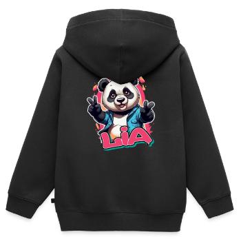 LIA - Schöner Mädchen Name mit coolem Panda - Kinder Premium Organic Zip Hoodie - Schwarz - Hinten - AI Model Kid Male (0cm)