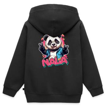 NALA - Schöner Mädchen Name mit coolem Panda - Kinder Premium Organic Zip Hoodie - Schwarz - Hinten - AI Model Kid Male (0cm)