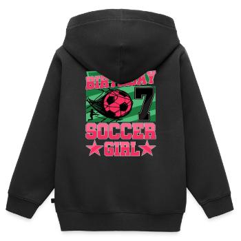 7th birthday Girl Soccer 7 Years Old Gifts - Kinder Premium Organic Zip Hoodie - Schwarz - Hinten - AI Model Kid Male (0cm)
