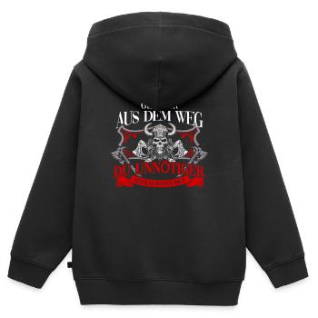 T-shirt Viking Valhalla Valhalla Dieu Odin - Sweat Premium à capuche zippé enfant bio - noir - Dos - AI Model Kid Male (0cm)