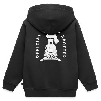 Train Trains Hobby Train Spotter - Sweat Premium à capuche zippé enfant bio - noir - Dos - AI Model Kid Male (0cm)