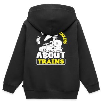 Train Trains Hobby Train Spotter Train Driver - Sweat Premium à capuche zippé enfant bio - noir - Dos - AI Model Kid Male (0cm)