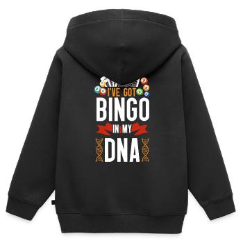 Joueur de bingo, j’ai du bingo dans mon - Sweat Premium à capuche zippé enfant bio - noir - Dos - AI Model Kid Male (0cm)