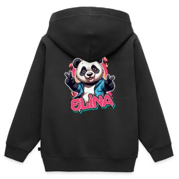 ELINA - Schöner Mädchen Name mit coolem Panda - Kinder Premium Organic Zip Hoodie - Schwarz - Hinten - AI Model Kid Male (0cm)