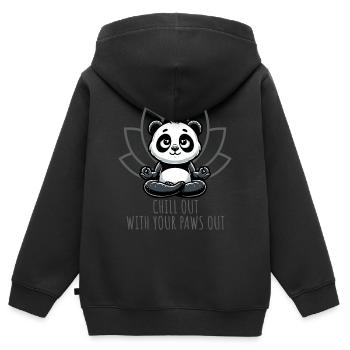 Chill Out With Your Paws Out Panda Yoga - Kinder Premium Organic Zip Hoodie - Schwarz - Hinten - AI Model Kid Male (0cm)