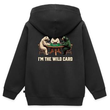 Je suis le Wild Card Bear Poker - Sweat Premium à capuche zippé enfant bio - noir - Dos - AI Model Kid Male (0cm)