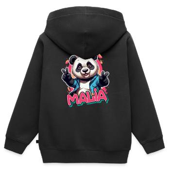 MALIA - Schöner Mädchen Name mit coolem Panda - Kinder Premium Organic Zip Hoodie - Schwarz - Hinten - AI Model Kid Male (0cm)