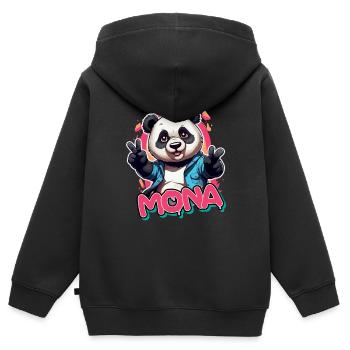 MONA - Schöner Mädchen Name mit coolem Panda - Kinder Premium Organic Zip Hoodie - Schwarz - Hinten - AI Model Kid Male (0cm)