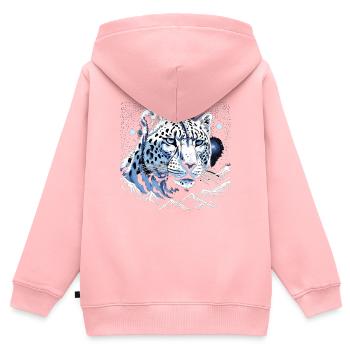 Himmlischer Schneeleopardenwächter - Kinder Premium Organic Zip Hoodie - Rosa - Hinten - AI Model Kid Female (0cm)