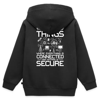 Internet of Things Connected Nothing Is Secure - Kinder Premium Organic Zip Hoodie - Schwarz - Hinten - AI Model Kid Male (0cm)