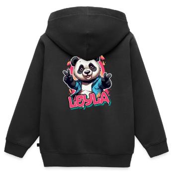 LEYLA - Schöner Mädchen Name mit coolem Panda - Kinder Premium Organic Zip Hoodie - Schwarz - Hinten - AI Model Kid Male (0cm)