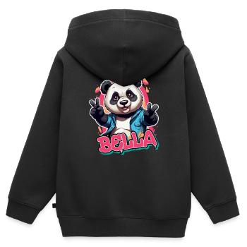 BELLA - Beautiful Girl Name with Cool Panda - Kids Premium Organic Zip-up Hoodie - black - Back - AI Model Kid Male (0cm)