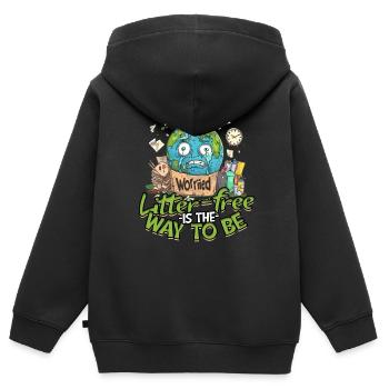 Umweltschutz Umweltschützer Recyceln - Kinder Premium Organic Zip Hoodie - Schwarz - Hinten - AI Model Kid Male (0cm)