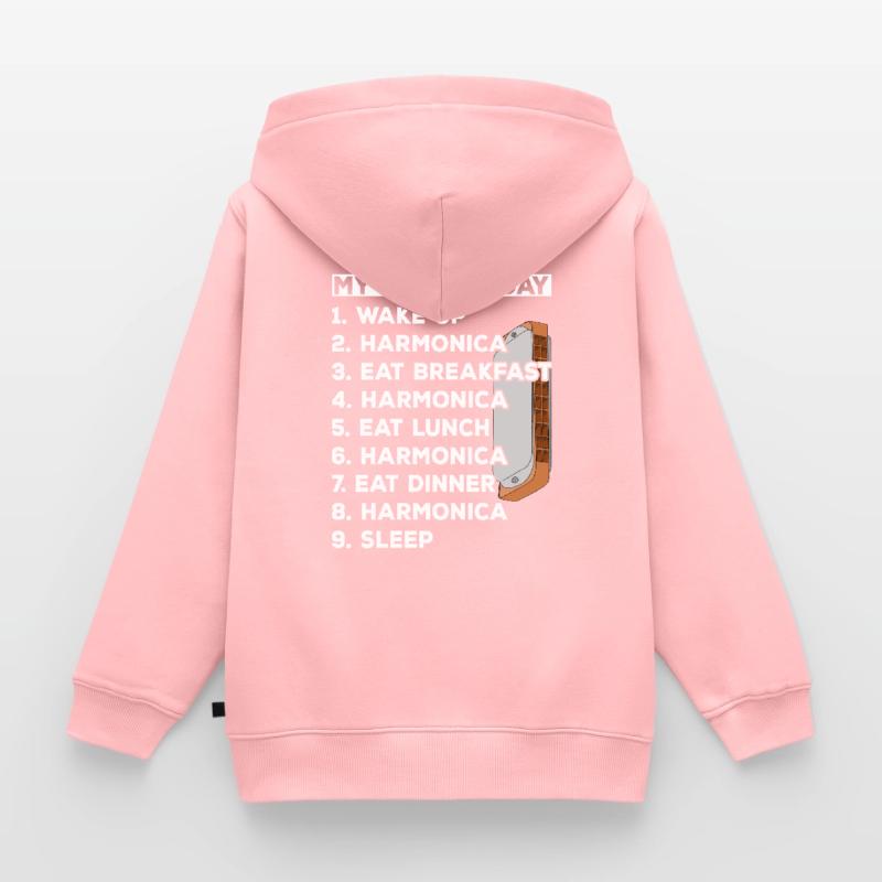 Mon jour parfait Harmonica Day Plan Harmonica Joueur d’harmonica Sweat Premium à capuche zippé enfant bio