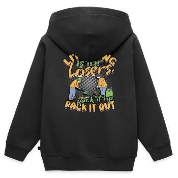 Umweltschützer Recyceln - Kinder Premium Organic Zip Hoodie - Schwarz - Hinten - AI Model Kid Male (0cm)