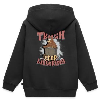 Umweltschützer Don't be Trash Stop Littering - Kinder Premium Organic Zip Hoodie - Schwarz - Hinten - AI Model Kid Male (0cm)