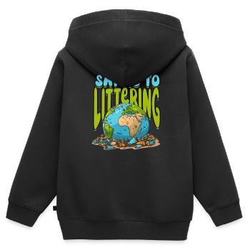 Umweltschützer Klimaschutz - Kinder Premium Organic Zip Hoodie - Schwarz - Hinten - AI Model Kid Male (0cm)