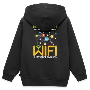 Networking Because Wi-Fi Just Isn't Enough - Kinder Premium Organic Zip Hoodie - Schwarz - Hinten - AI Model Kid Male (0cm)