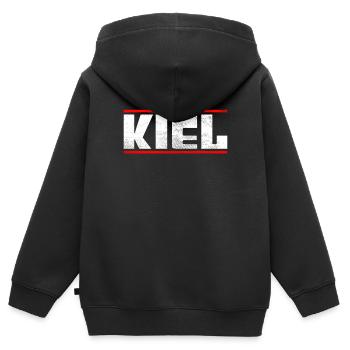 Kiel - Kinder Premium Organic Zip Hoodie - Schwarz - Hinten - AI Model Kid Male (0cm)
