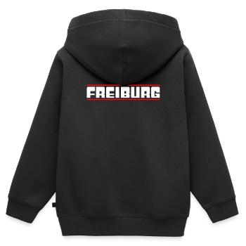 Freiburg - Kinder Premium Organic Zip Hoodie - Schwarz - Hinten - AI Model Kid Male (0cm)