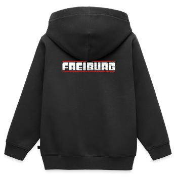 Freiburg - Kinder Premium Organic Zip Hoodie - Schwarz - Hinten - AI Model Kid Male (0cm)