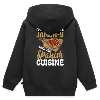 I'm Feeling Quite Jamón-y Spanish Cuisine - Kinder Premium Organic Zip Hoodie - Schwarz - Hinten - AI Model Kid Male (0cm)