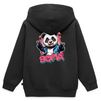 SOFIA - Beautiful Girl Name with Cool Panda - Kids Premium Organic Zip-up Hoodie - black - Back - AI Model Kid Male (0cm)